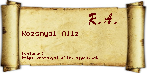 Rozsnyai Aliz névjegykártya